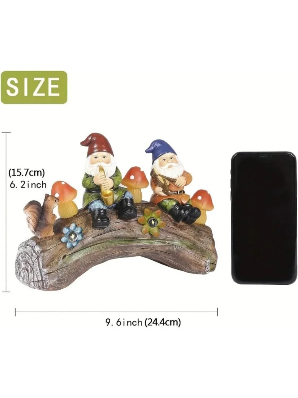 Solar-Powered Gnome Figurine with Lights - Whimsical Lawn Decor, Unique Gift